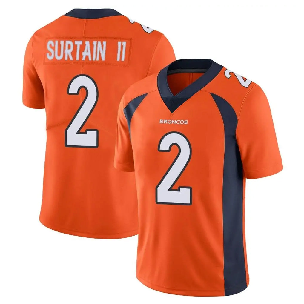 D.Broncos #2 Pat Surtain II Player Orange Color Vapor Untouchable Limited Game Hdoa Stitched Jerseys