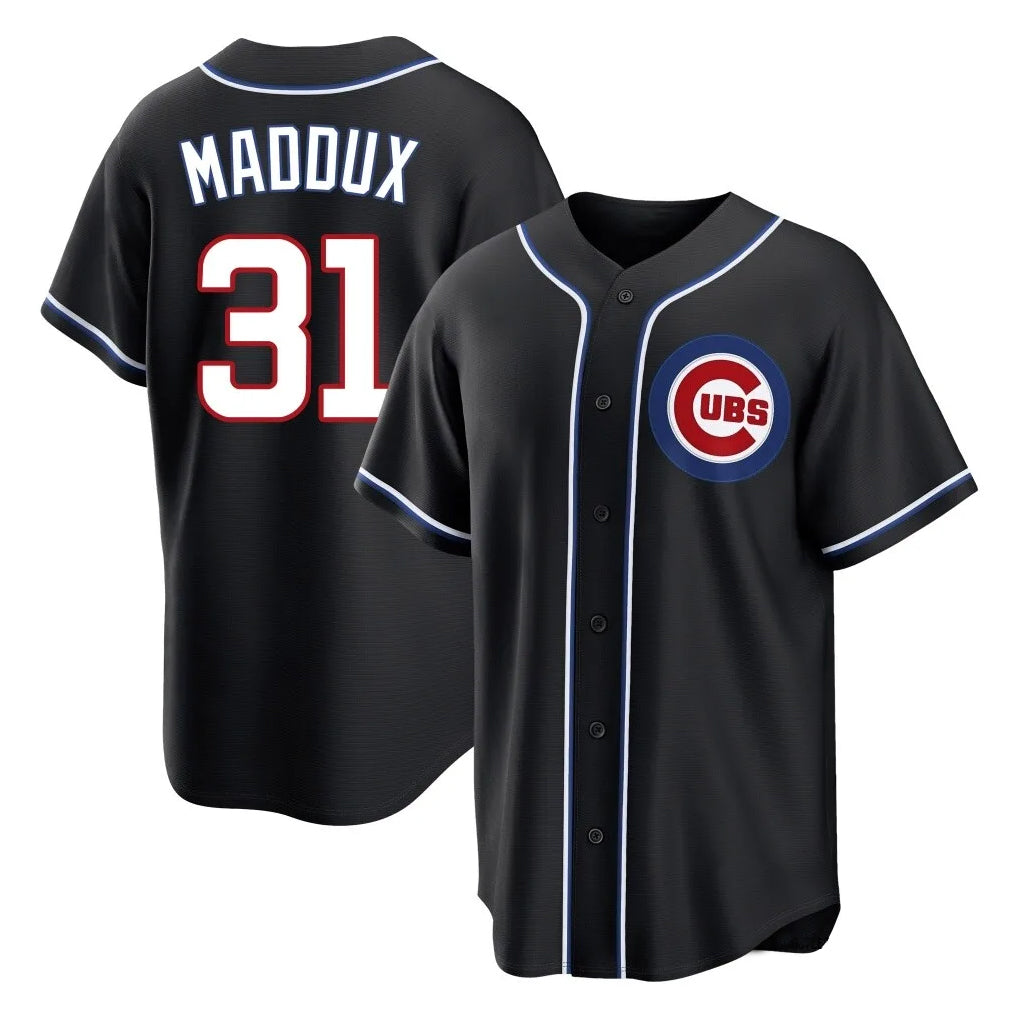 C.Cubs #31 Greg Maddux Player Black Fashion Out Game Hdoa Stitched Jerseys