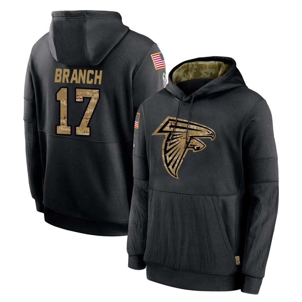 A.Falcons #17 Zachariah Branch Player Black Salute to Service Limited Black Hoodie Hdoa Stitched Jerseys