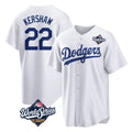 LA.Dodgers #22 Clayton Kershaw Player White World Series Game Home Hdoa Stitched Jerseys