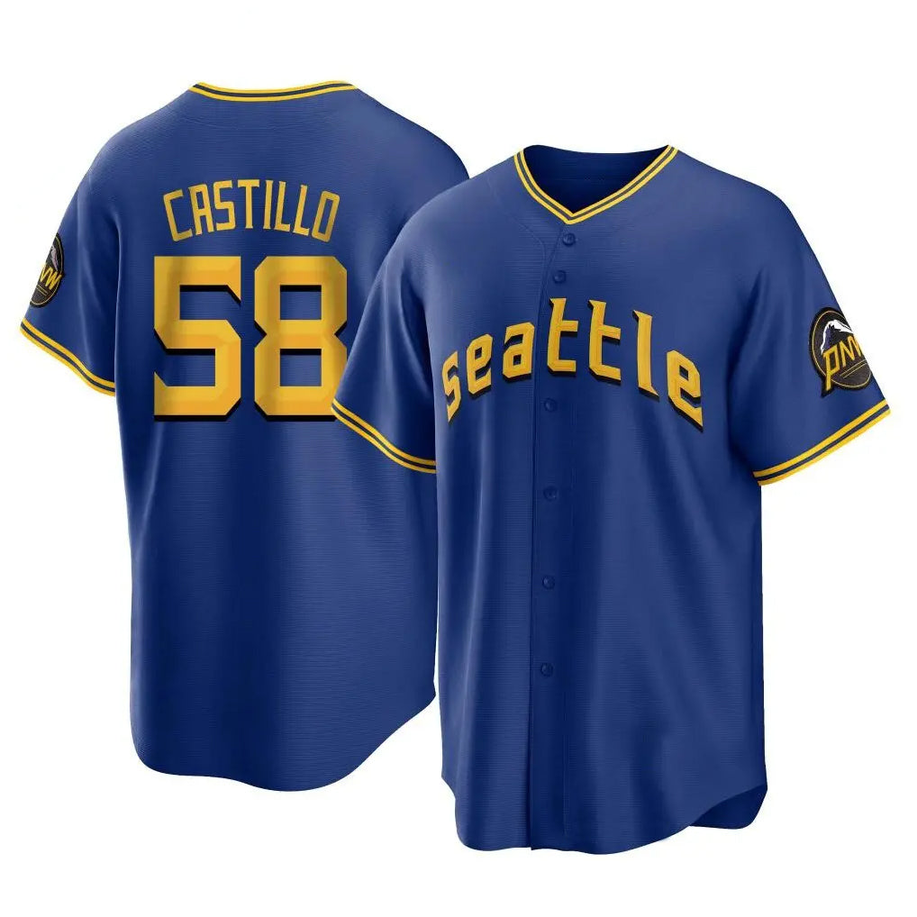 S.Mariners #58 Luis Castillo Player Royal City Connect Home Game Hdoa Stitched Jerseys
