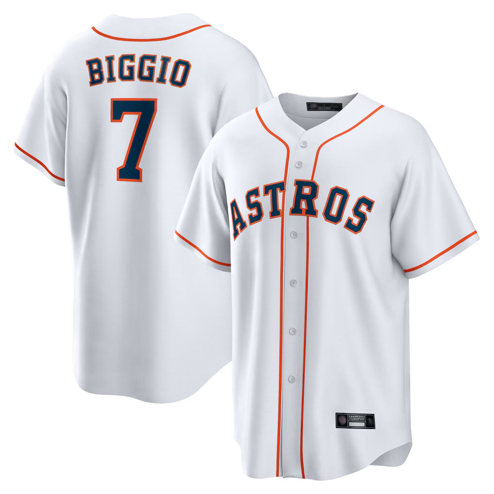 H.Astros #7 Craig Biggio Player White Home Game Hdoa Stitched Jerseys