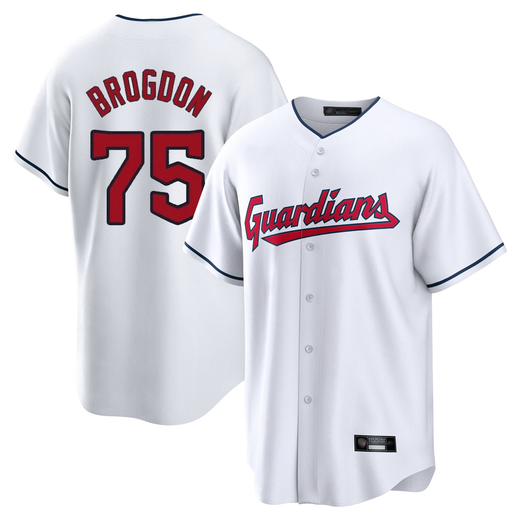 C.Guardians #75 Connor Brogdon Player White Home Game Hdoa Stitched Jerseys