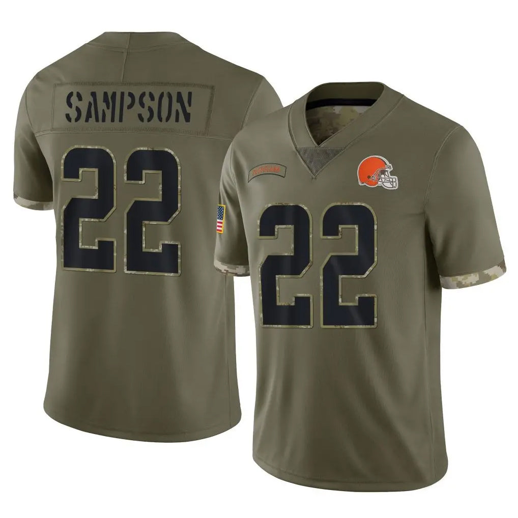 C.Browns #22 Dylan Sampson Player Olive Salute to Service Limited Game Hdoa Stitched Jerseys