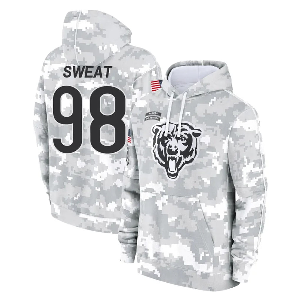 C.Bears #98 Montez Sweat Player Arctic Camo Salute to Service Pullover Hoodies Limited Hdoa Stitched Jerseys