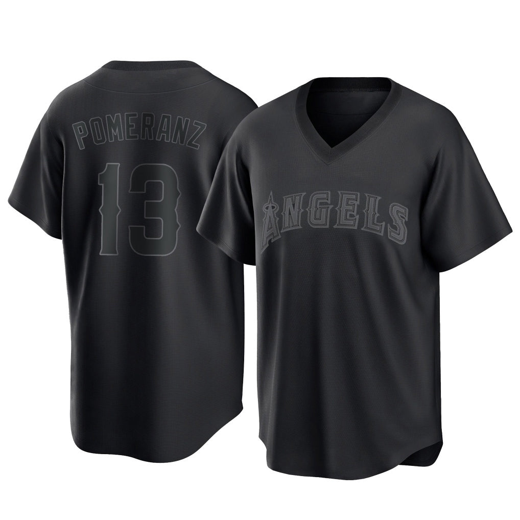 LA.Angels #13 Drew Pomeranz Player Black Pitch Fashion T-shirt Hdoa Stitched Jerseys
