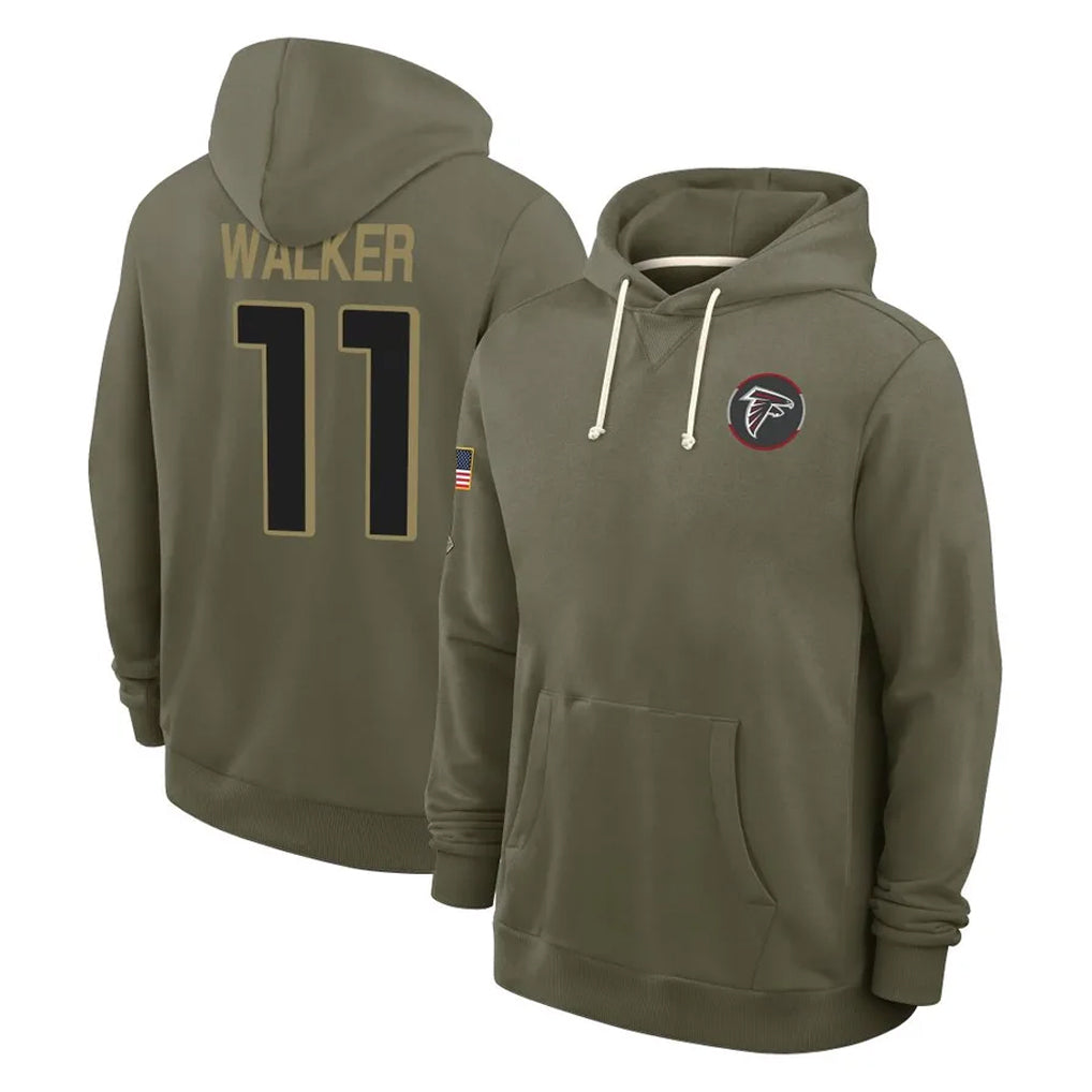 A.Falcons #11 Jalon Walker Player Olive 2025 Salute to Service Hoodies Hdoa Stitched Jerseys