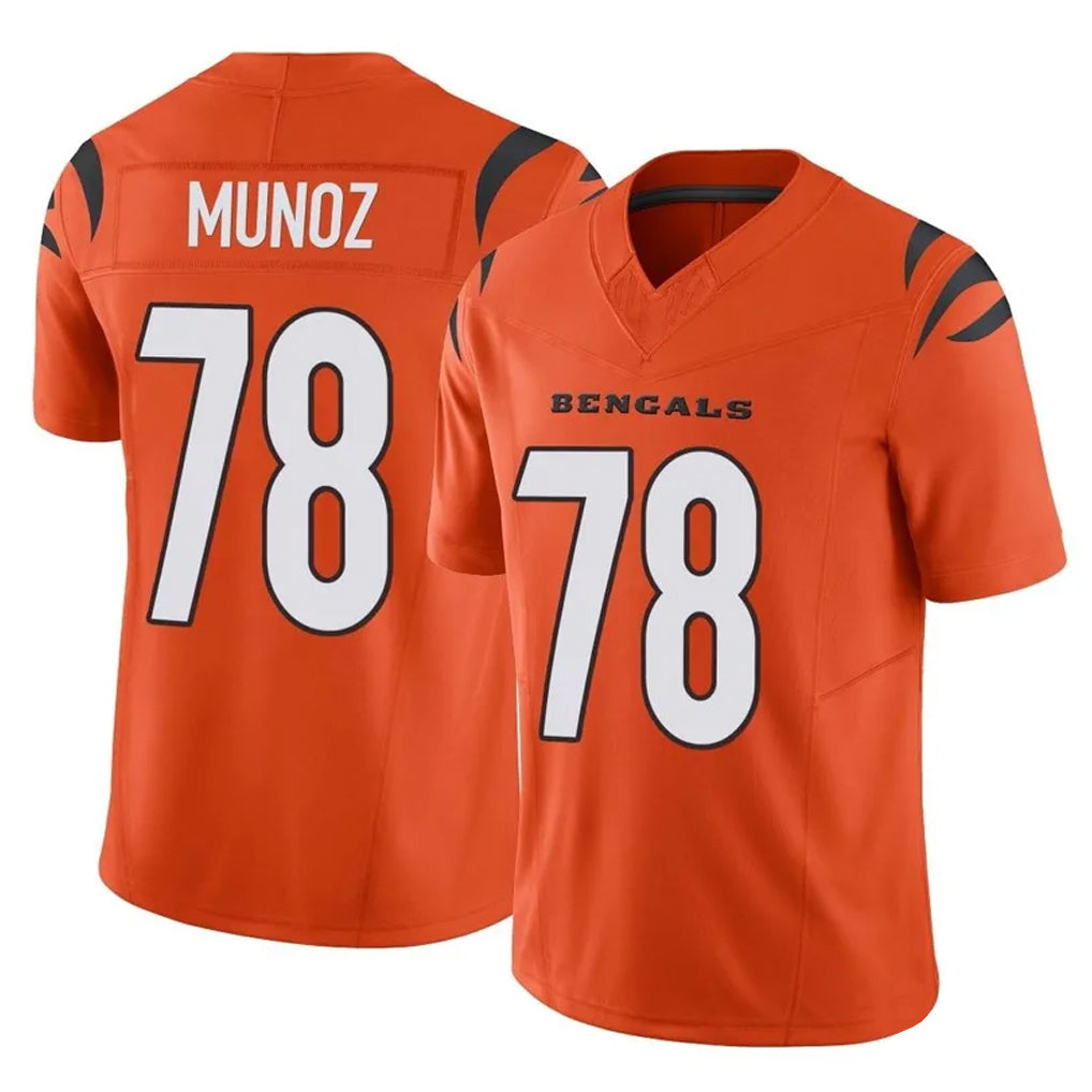 C.Bengals #78 Anthony Munoz Player Orange Vapor F.U.S.E. Limited Home Game Hdoa Stitched Jerseys