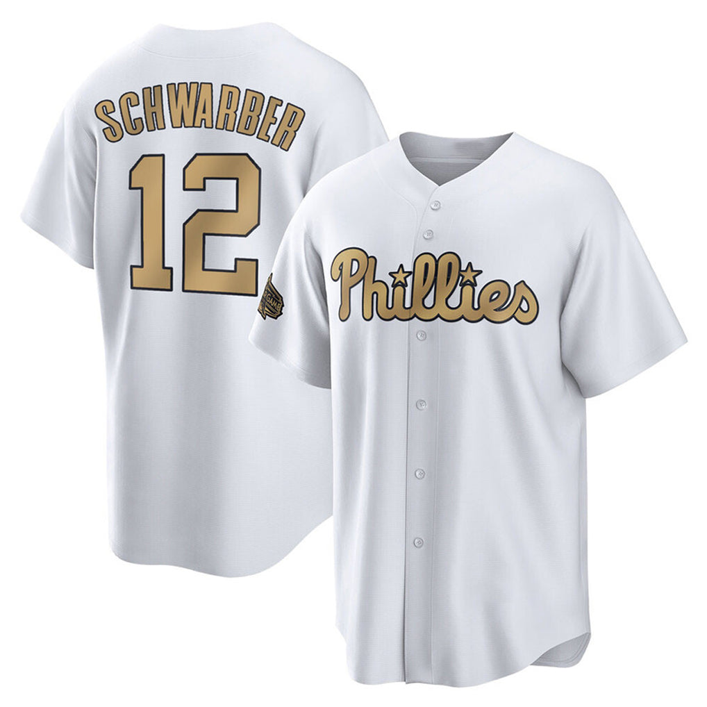 P.Phillies #12 Kyle Schwarber Player Gold All-Star Home Game Hdoa Stitched Jerseys