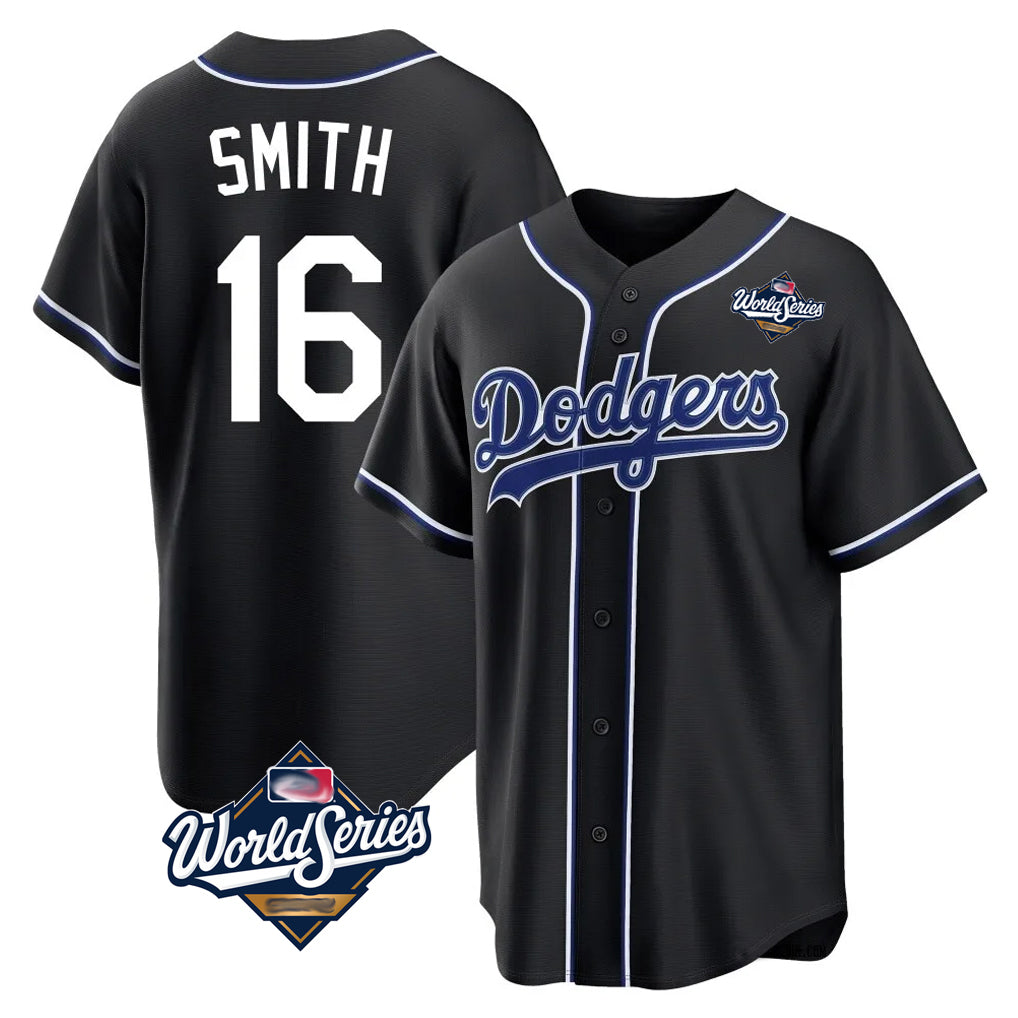 LA.Dodgers #16 Will Smith Player Black World Series Carbon Limited Home Hdoa Stitched Jerseys