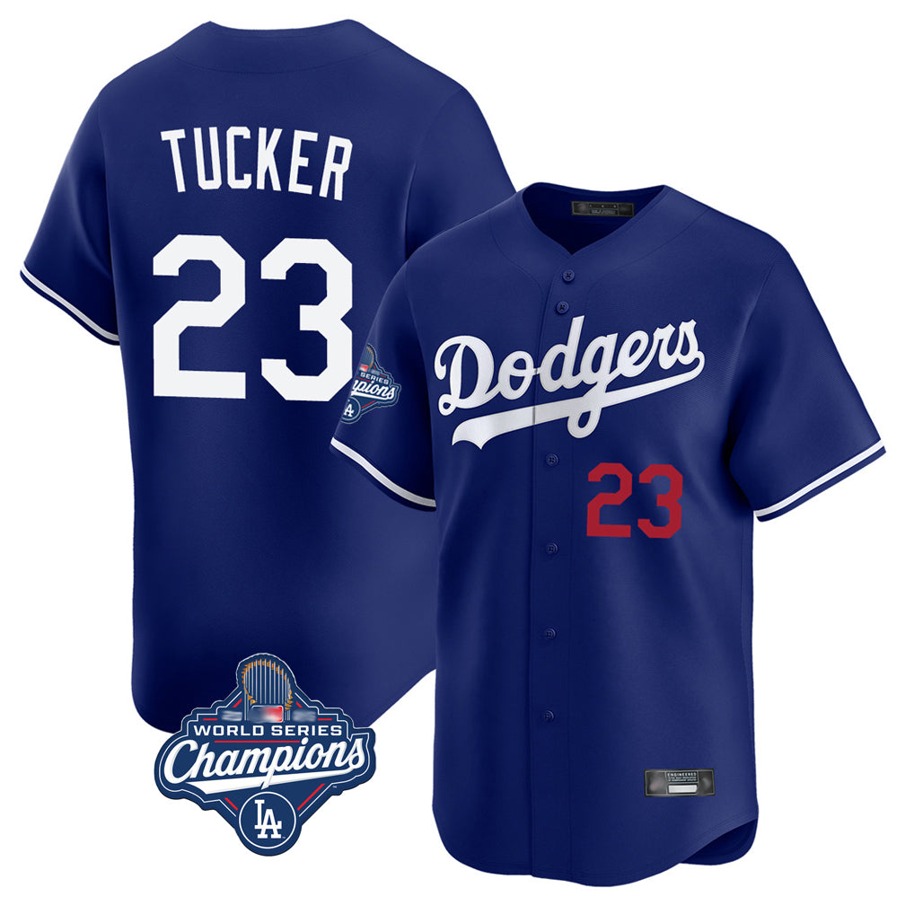 LA.Dodgers #23 Kyle Tucker Player Royal World Series Meet Limited Home Hdoa Stitched Jerseys