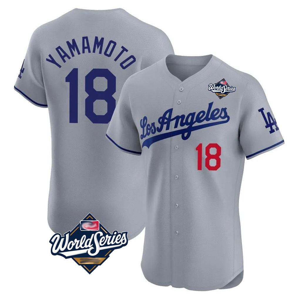 LA.Dodgers #18 Yoshinobu Yamamoto Player Gray World Series Limited Elite Home Hdoa Stitched Jerseys