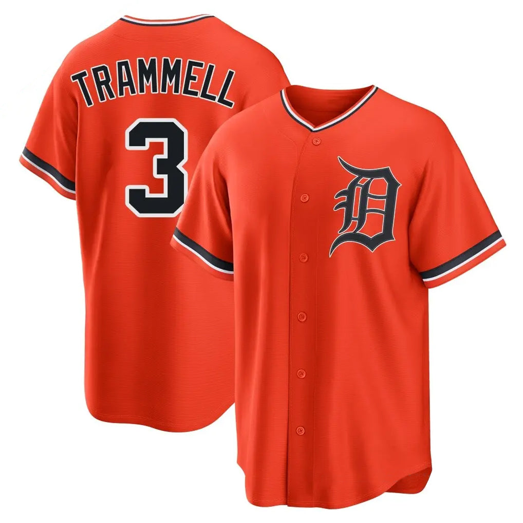 D.Tigers #3 Alan Trammell Player Orange Home Game Hdoa Stitched Jerseys