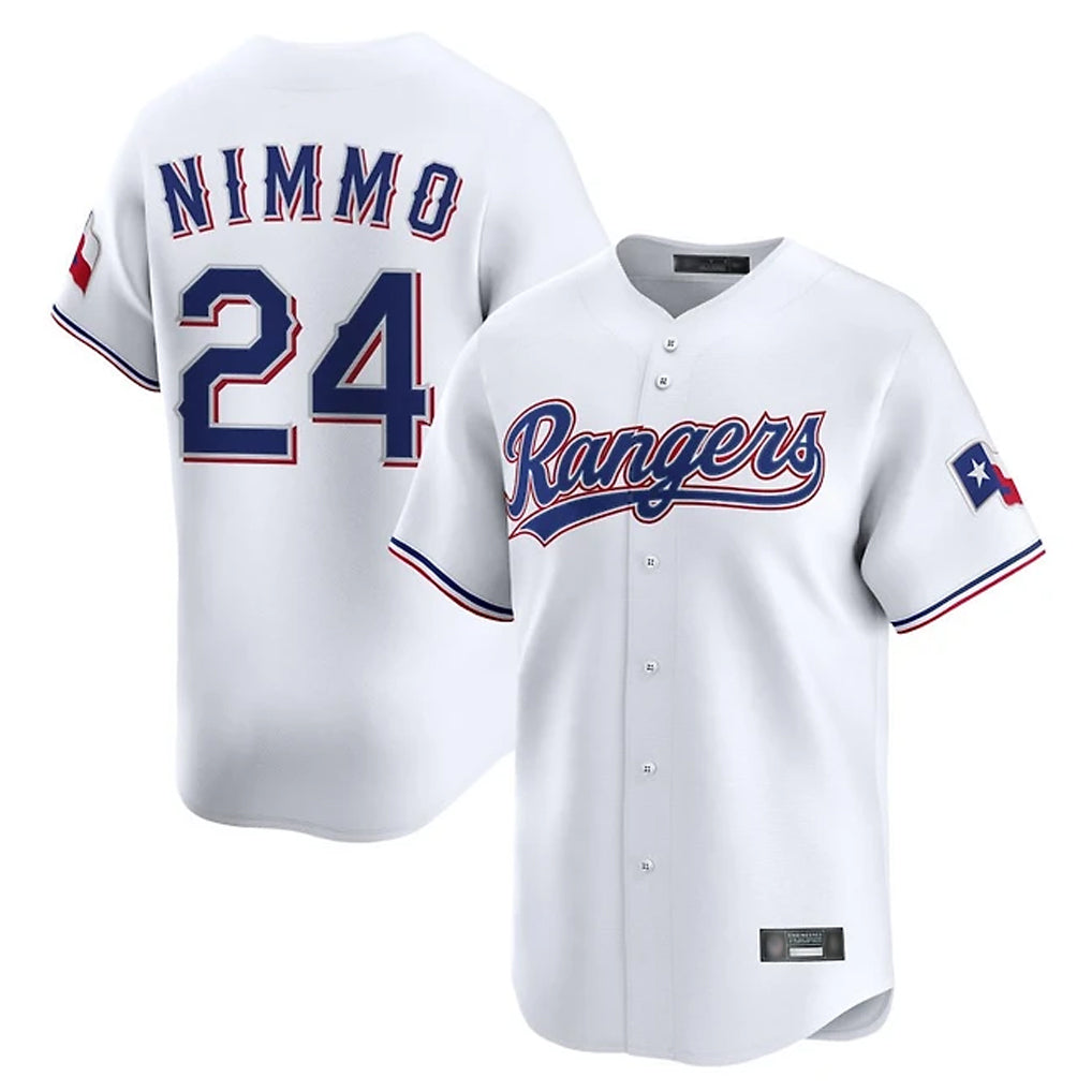 T.Rangers #24 Brandon Nimmo Player White Home Limited Hdoa Stitched Jerseys