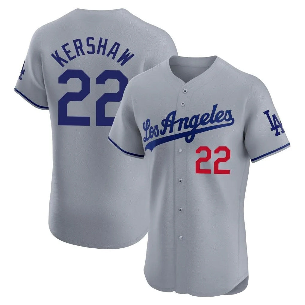 LA.Dodgers #22 Clayton Kershaw Player Gray Limited Elite Home Hdoa Stitched Jerseys
