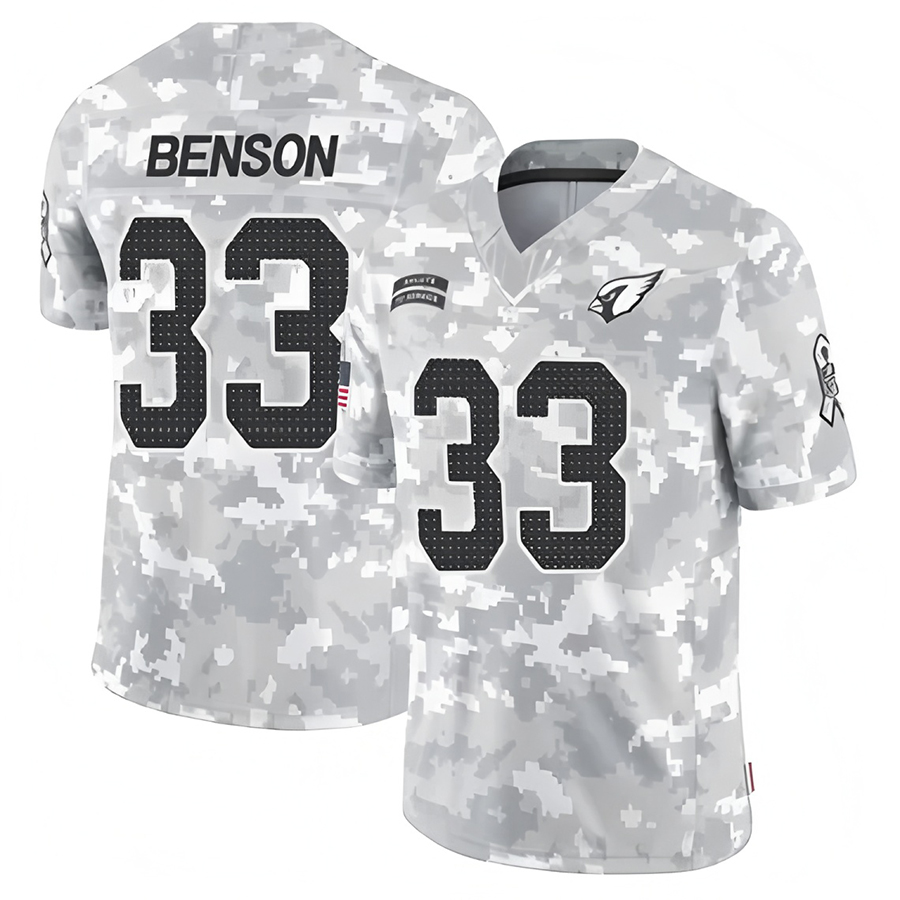 A.Cardinals #33 Trey Benson Player Camo Salute to Service Limited Hdoa Stitched Jerseys