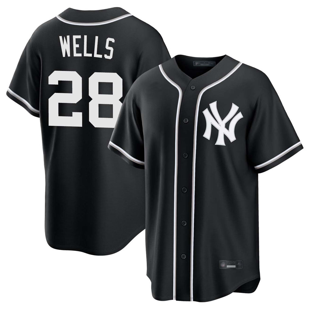 NY.Yankees #28 Austin Wells Player Black Out Game Home Hdoa Stitched Jerseys
