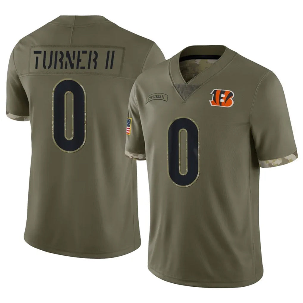 C.Bengals #0 DJ Turner II Player Olive Salute to Service Limited Game Hdoa Stitched Jerseys