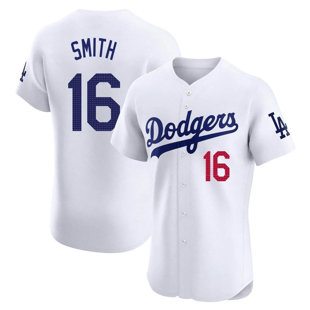 LA.Dodgers #16 Will Smith Player White Limited Elite Home Hdoa Stitched Jerseys