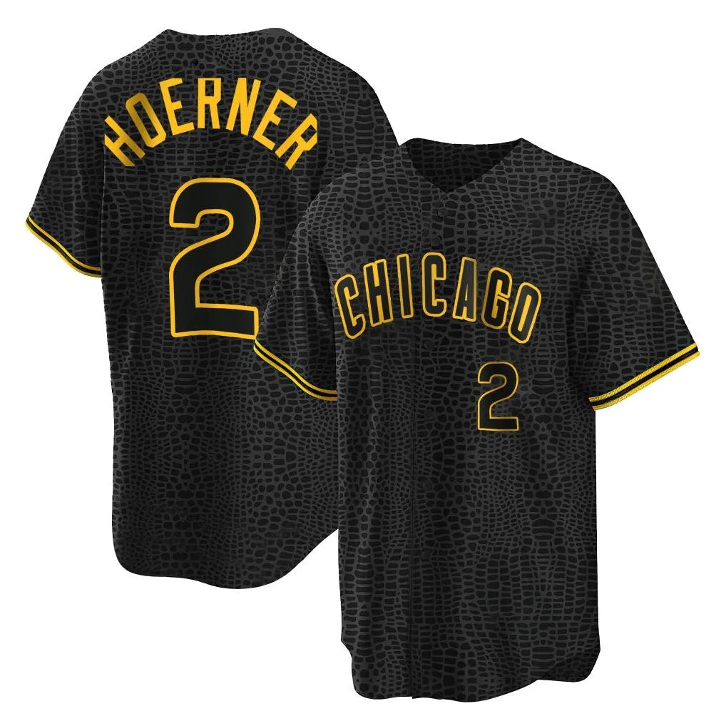C.Cubs #2 Nico Hoerner Player Black Snake Skin City Game Hdoa Stitched Jerseys