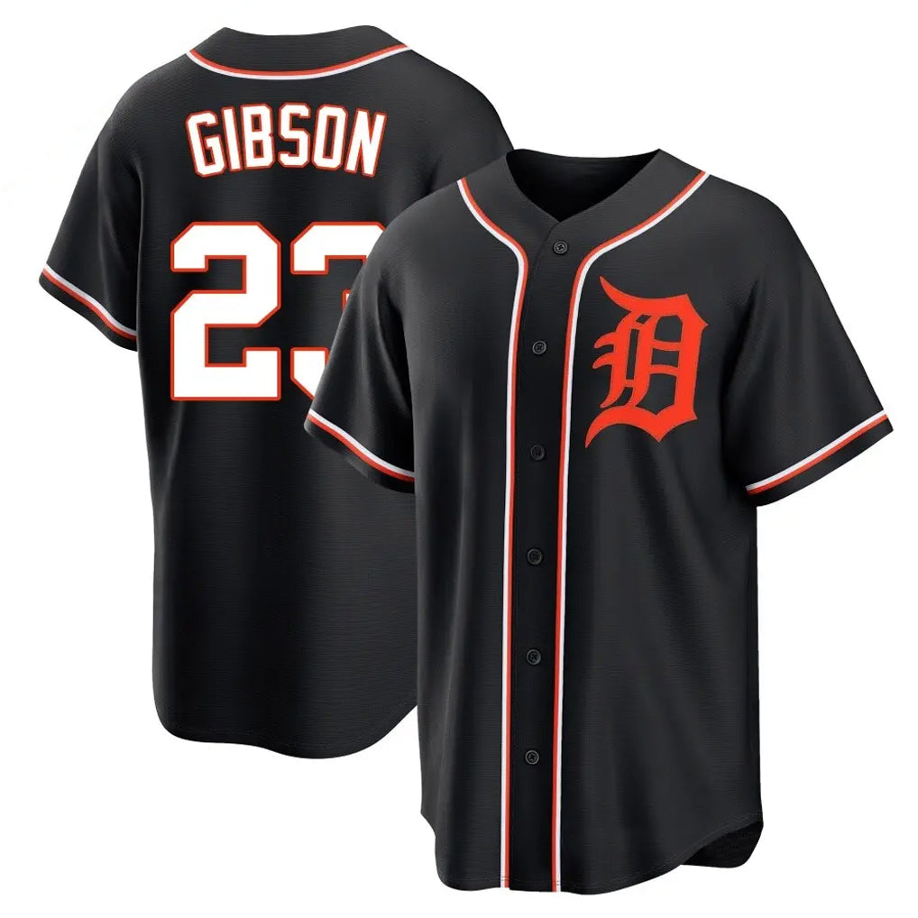 D.Tigers #23 Kirk Gibson Player Black Fashion Out Home Game Hdoa Stitched Jerseys