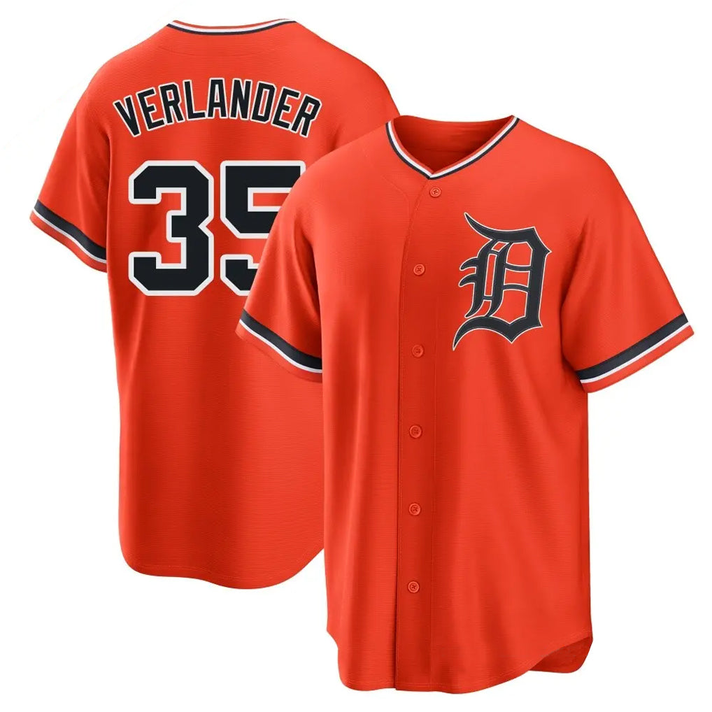 D.Tigers #35 Justin Verlander Player Orange Home Game Hdoa Stitched Jerseys