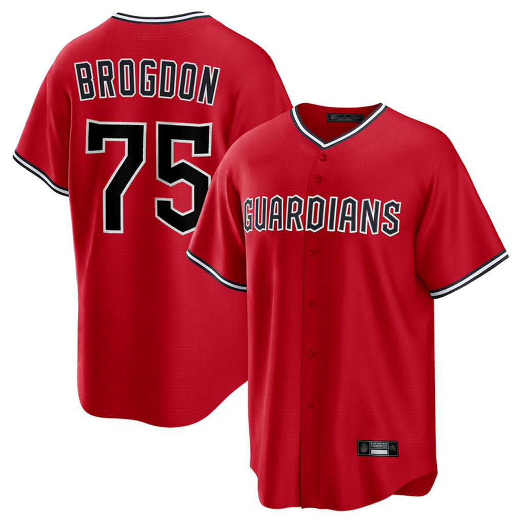 C.Guardians #75 Connor Brogdon Player Red Home Game Hdoa Stitched Jerseys