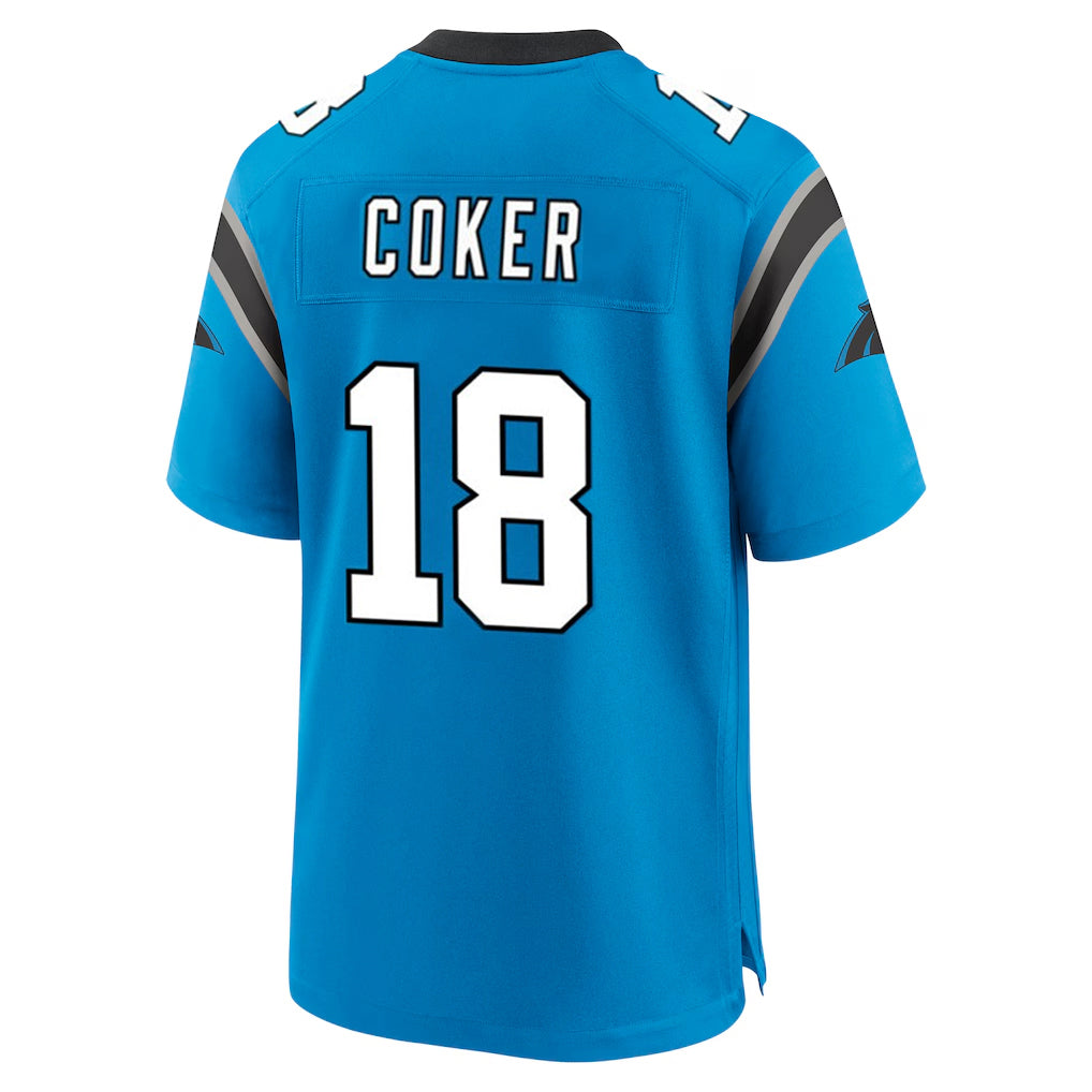 C.Panthers #18 Jalen Coker Player Blue Home Game Hdoa Stitched Jerseys