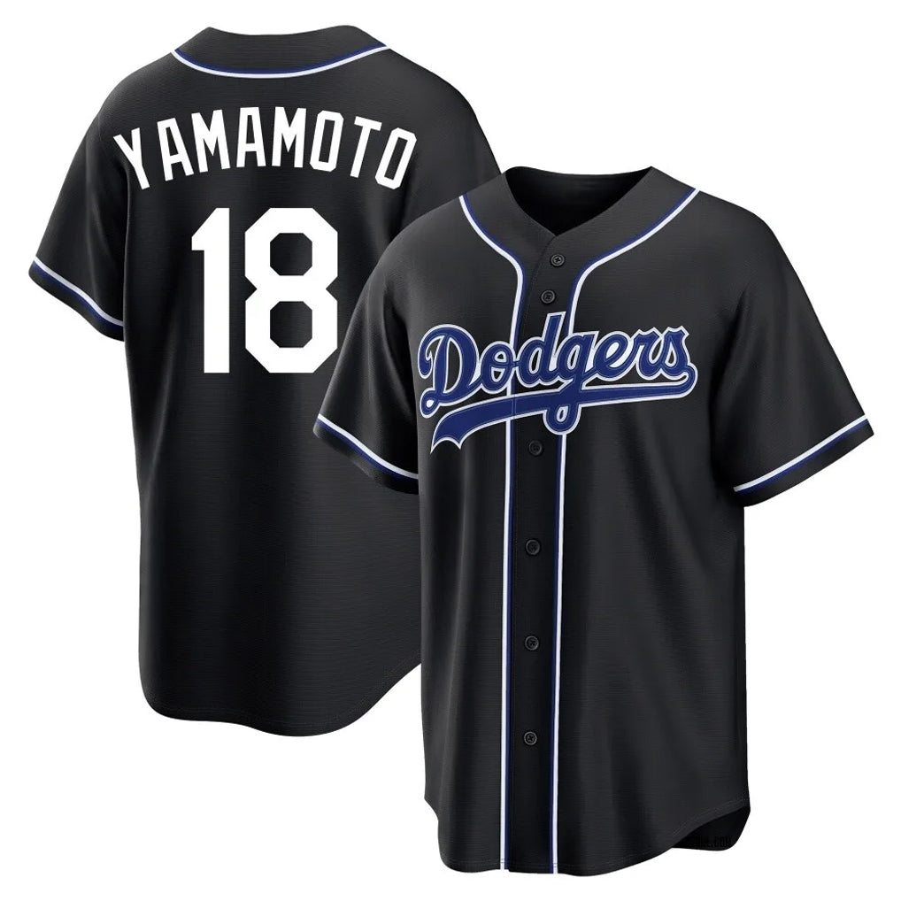LA.Dodgers #18 Yoshinobu Yamamoto Player Black Carbon Limited Home Hdoa Stitched Jerseys