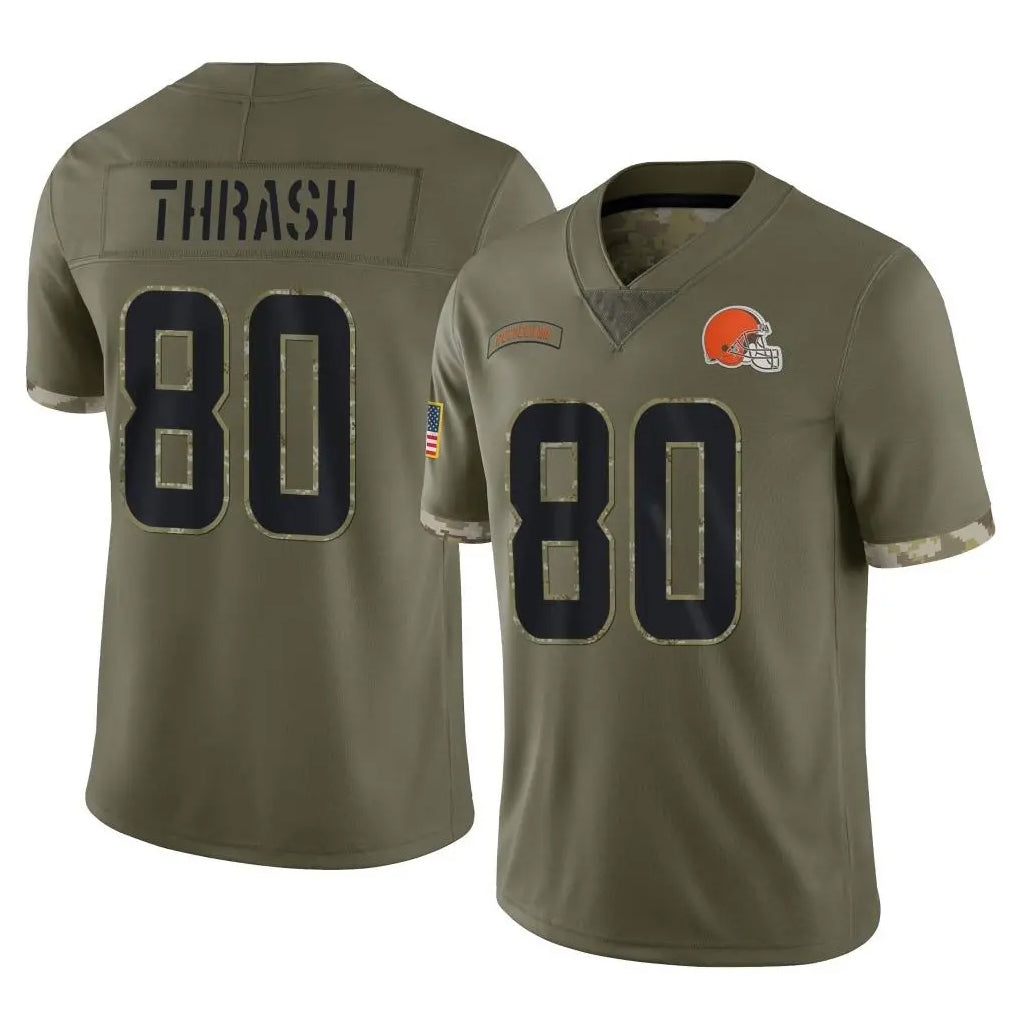 C.Browns #80 Jamari Thrash Player Olive Salute to Service Limited Game Hdoa Stitched Jerseys