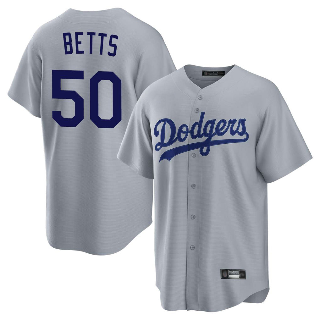LA.Dodgers #50 Mookie Betts Player Gray Game Hdoa Stitched Jerseys