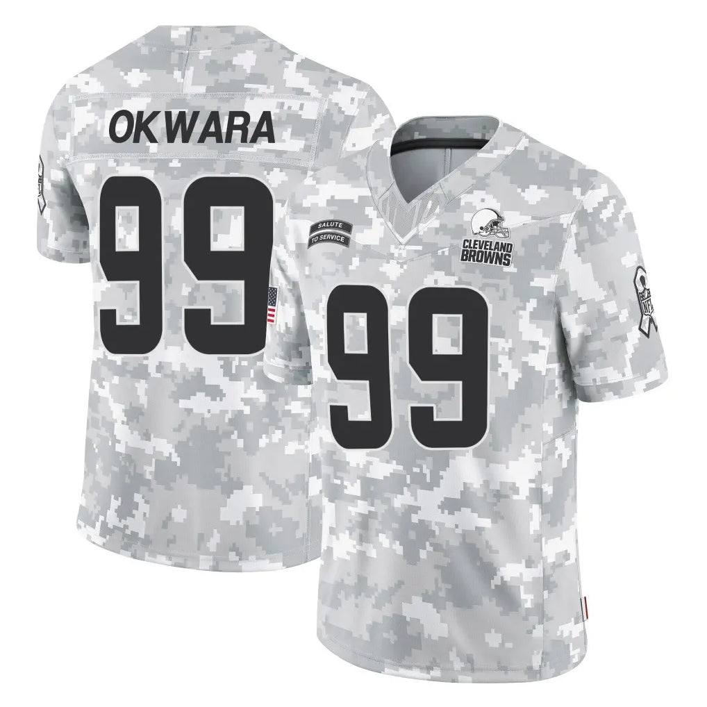 C.Browns #99 Julian Okwara Player Arctic Camo Salute to Service Limited Home Game Hdoa Stitched Jerseys