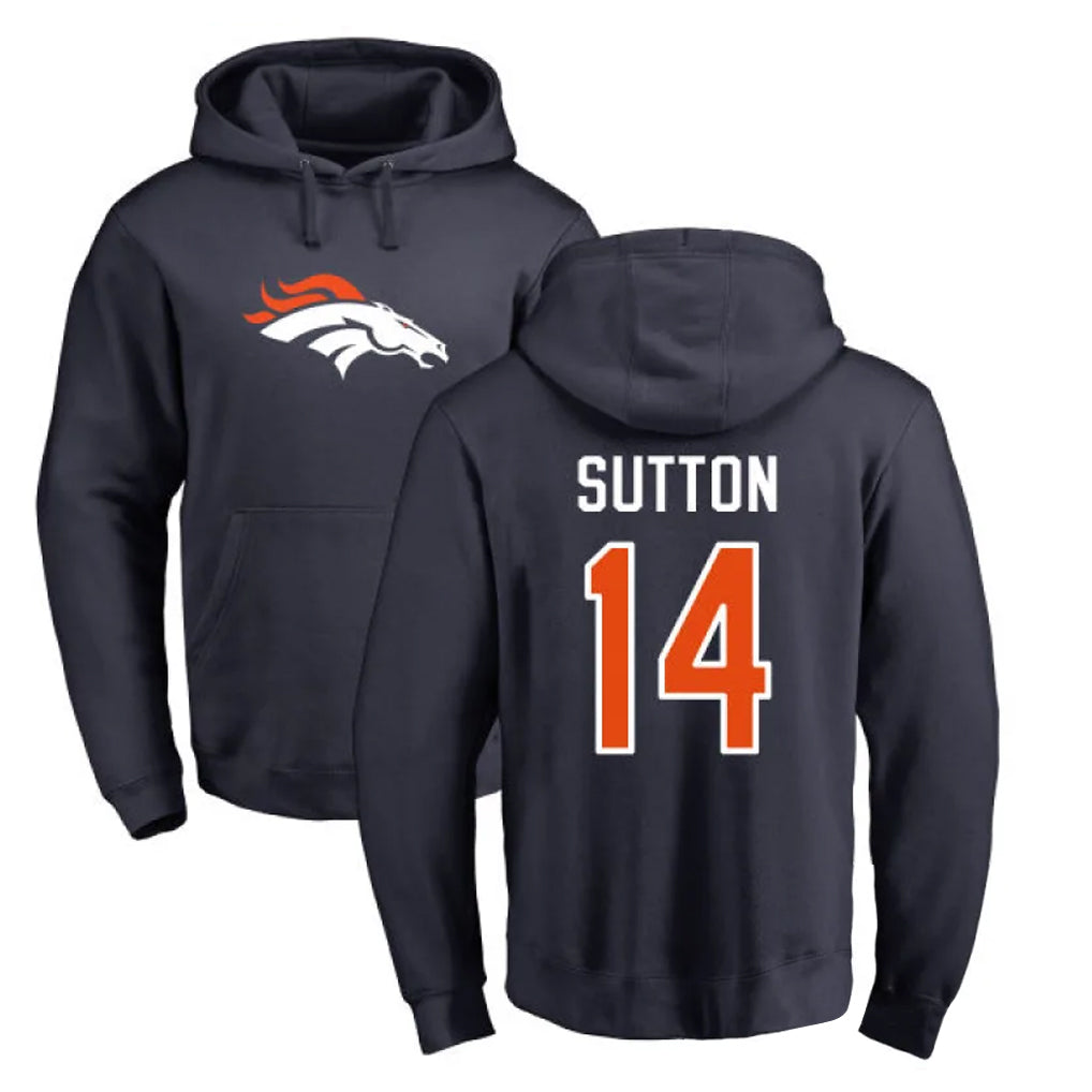 D.Broncos #14 Courtland Sutton Player Navy Pullover Hoodie Limited Hdoa Stitched Jerseys
