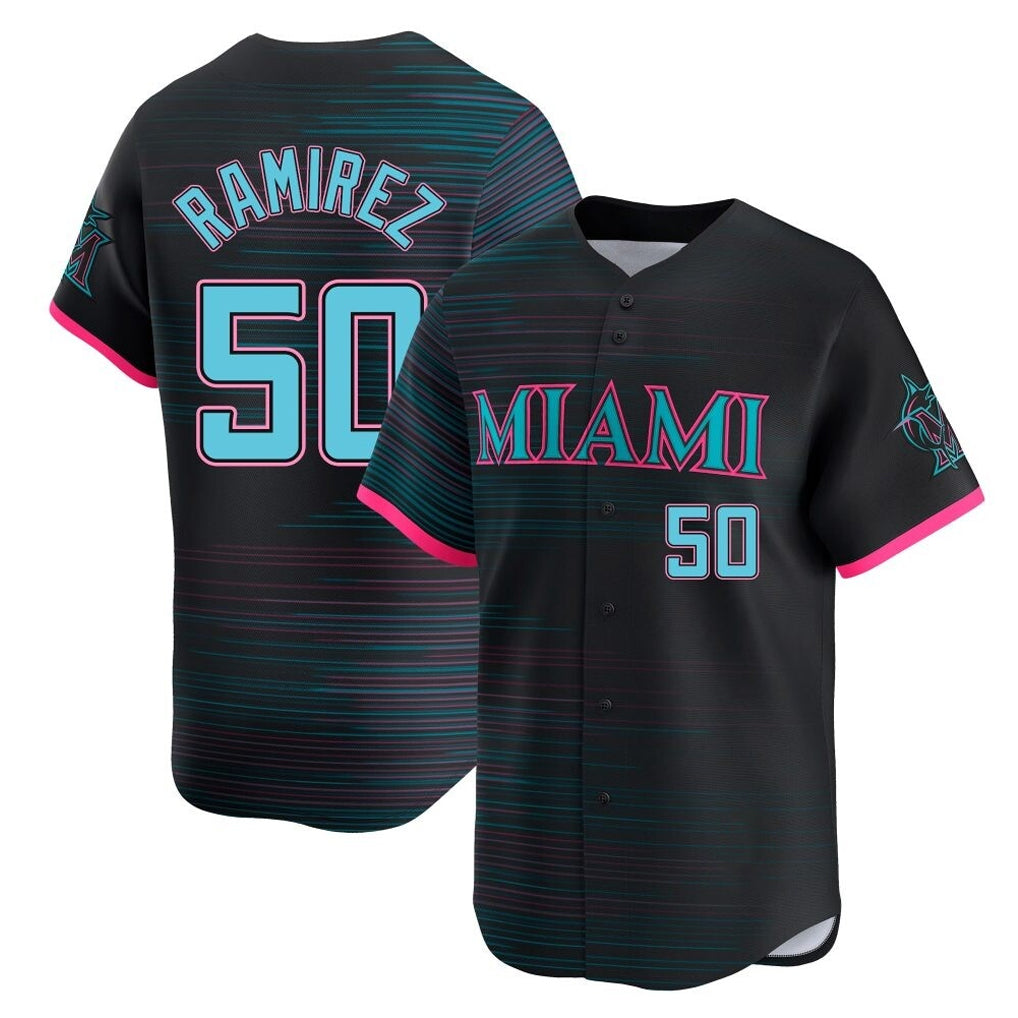 M.Marlins #50 Agustin Ramirez Player Black City Connect Home Limited Hdoa Stitched Jerseys