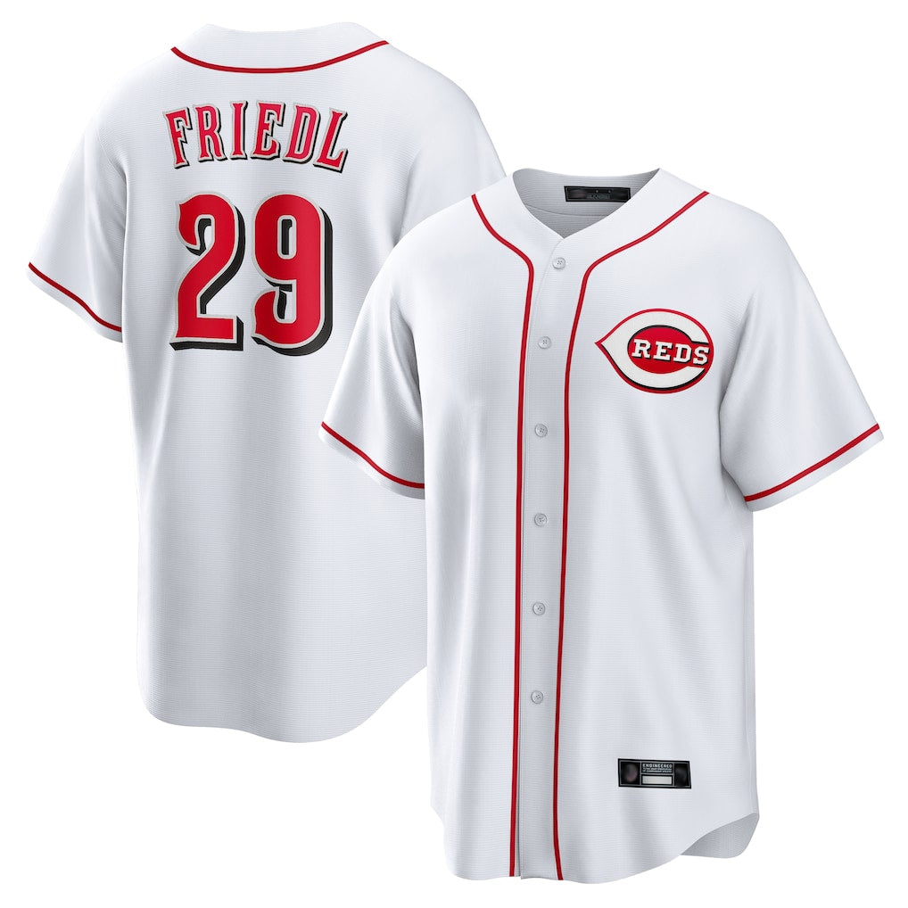 C.Reds #29 TJ Friedl Player White Game Home Hdoa Stitched Jerseys