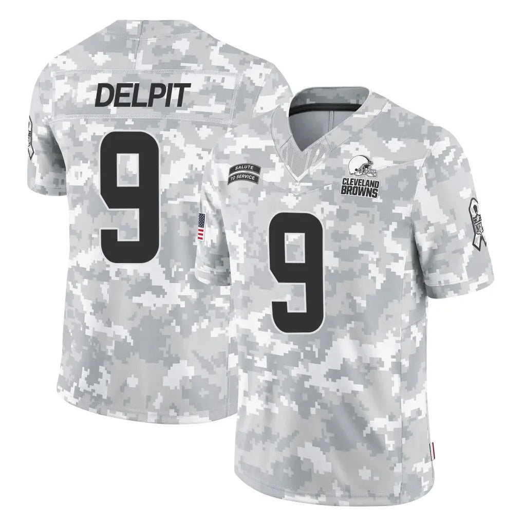 C.Browns #9 Grant Delpit Player Arctic Camo Salute to Service Limited Home Game Hdoa Stitched Jerseys