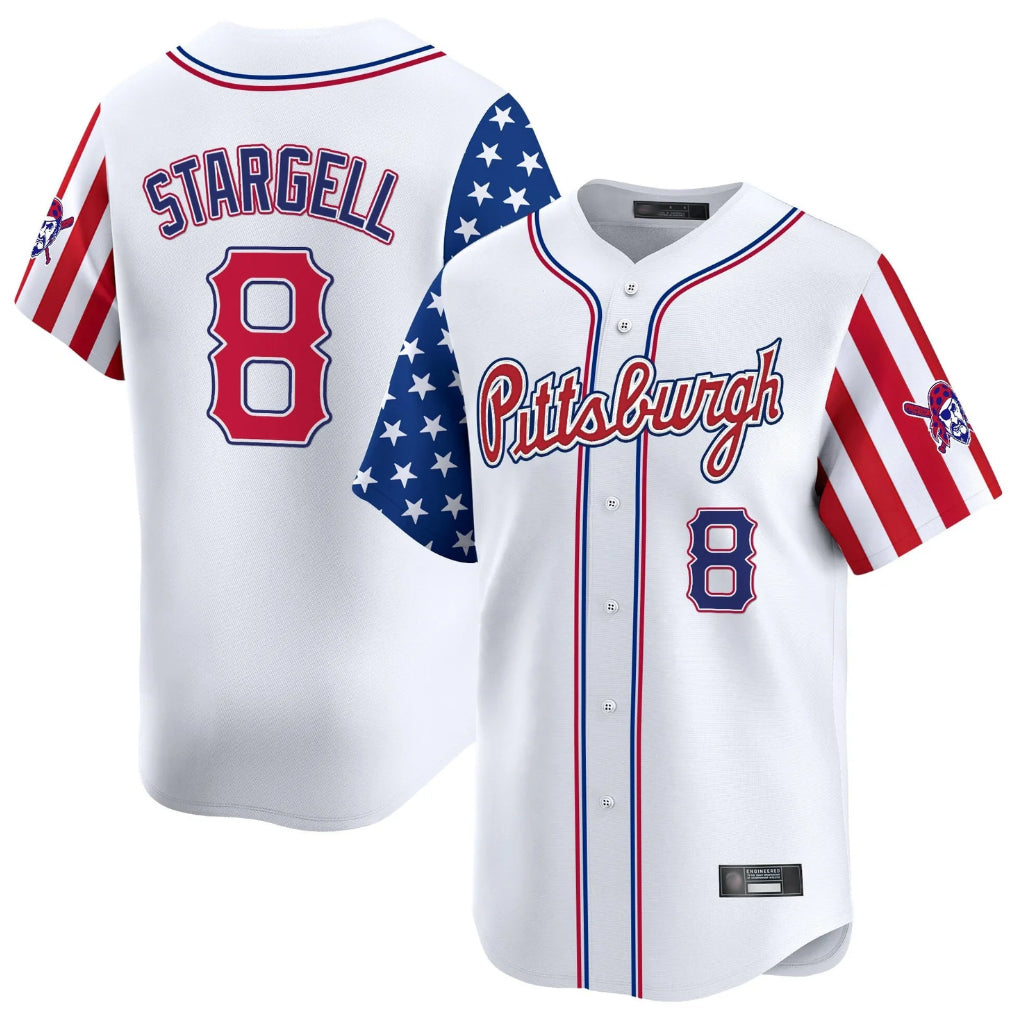 P.Pirates #8 Willie Stargell Player White 2025 Independence Day Vapor Premier Limited Hdoa Stitched Jerseys