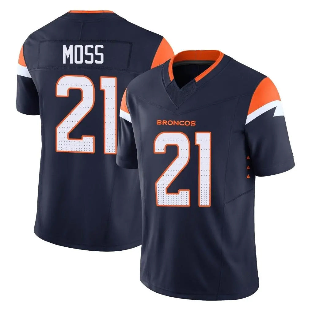D.Broncos #21 Riley Moss Player Navy Limited Vapor F.U.S.E. Home Game Hdoa Stitched Jerseys