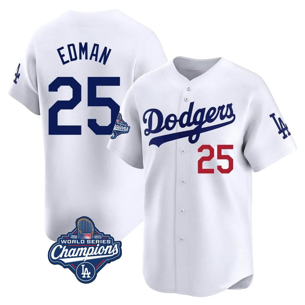 LA.Dodgers #25 Tommy Edman Player White World Series Meet Limited Home Hdoa Stitched Jerseys