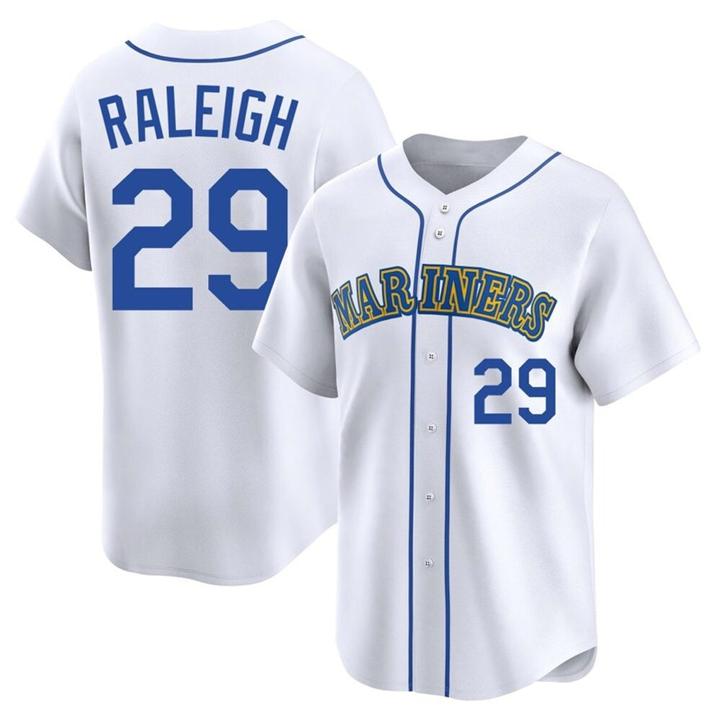 S.Mariners #29 Cal Raleigh Player White Pitch Fashion Game Hdoa Stitched Jerseys