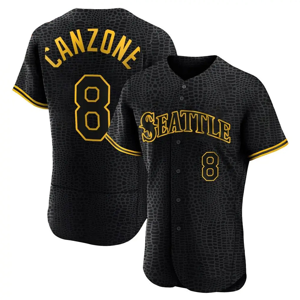 S.Mariners #8 Dominic Canzone Player Black Snake Skin City Home Limited Elite Hdoa Stitched Jerseys