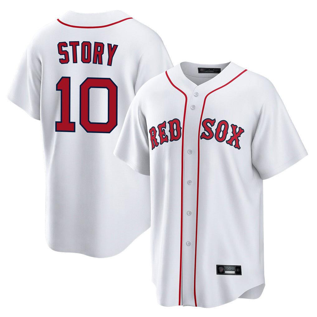 B.Red Sox #10 Trevor Story Player White Home Game Hdoa Stitched Jerseys