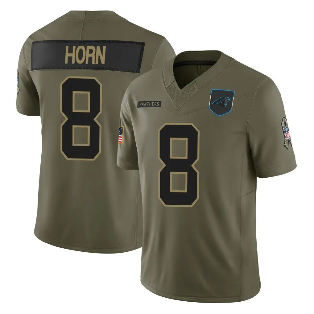 C.Panthers #8 Jaycee Horn Player Olive Salute to Service Limited Home Game Hdoa Stitched Jerseys