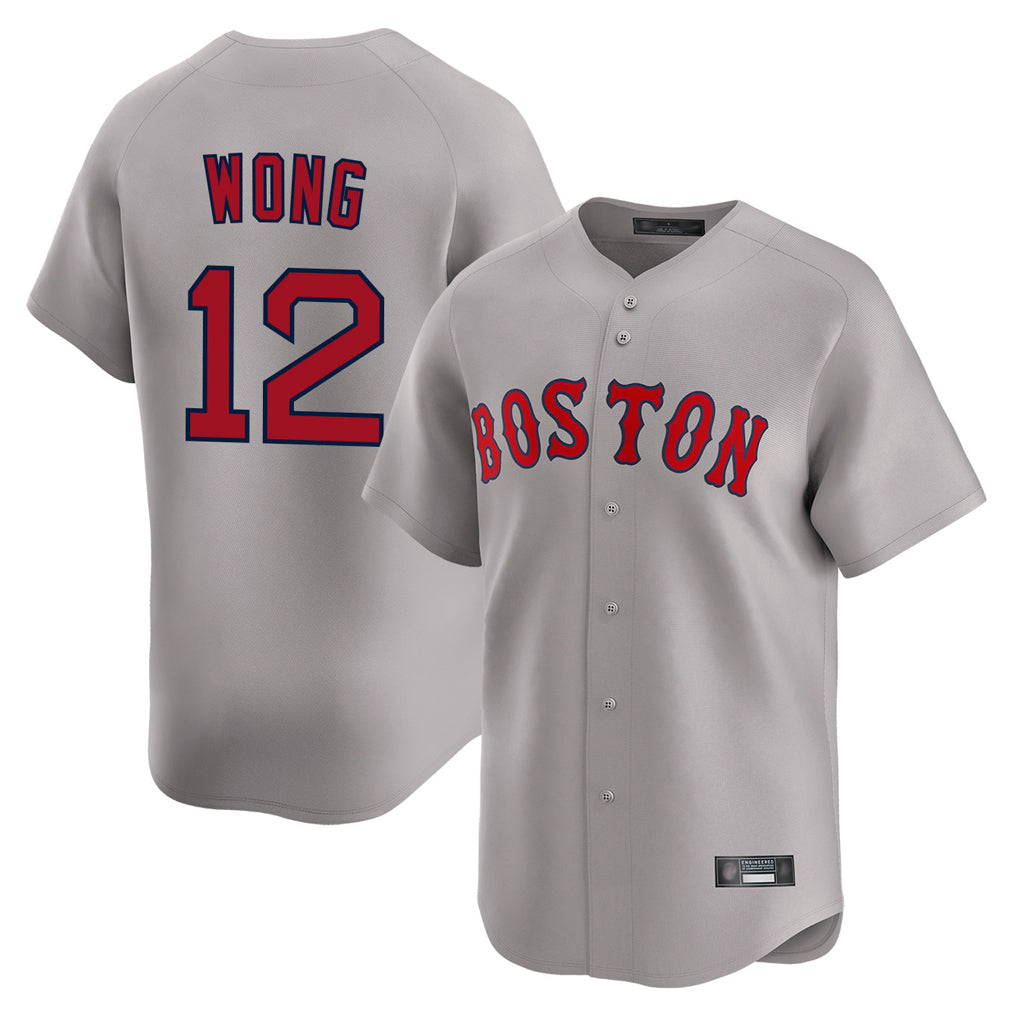 B.Red Sox #12 Connor Wong Player Gray Road Limited Home Game Hdoa Stitched Jerseys