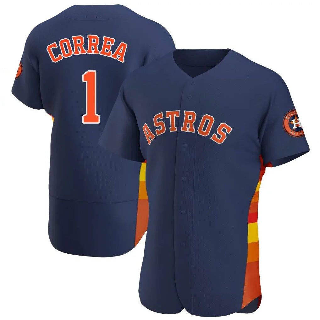 H.Astros #1 Carlos Correa Player Navy Home Limited Elite Hdoa Stitched Jerseys
