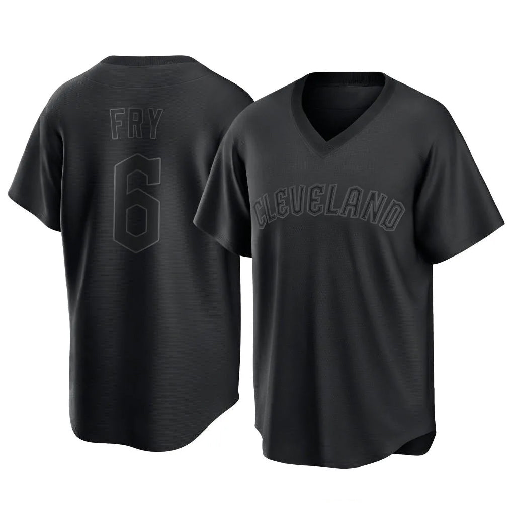 C.Guardians #6 David Fry Player Black T-shirt Home Game Hdoa Stitched Jerseys