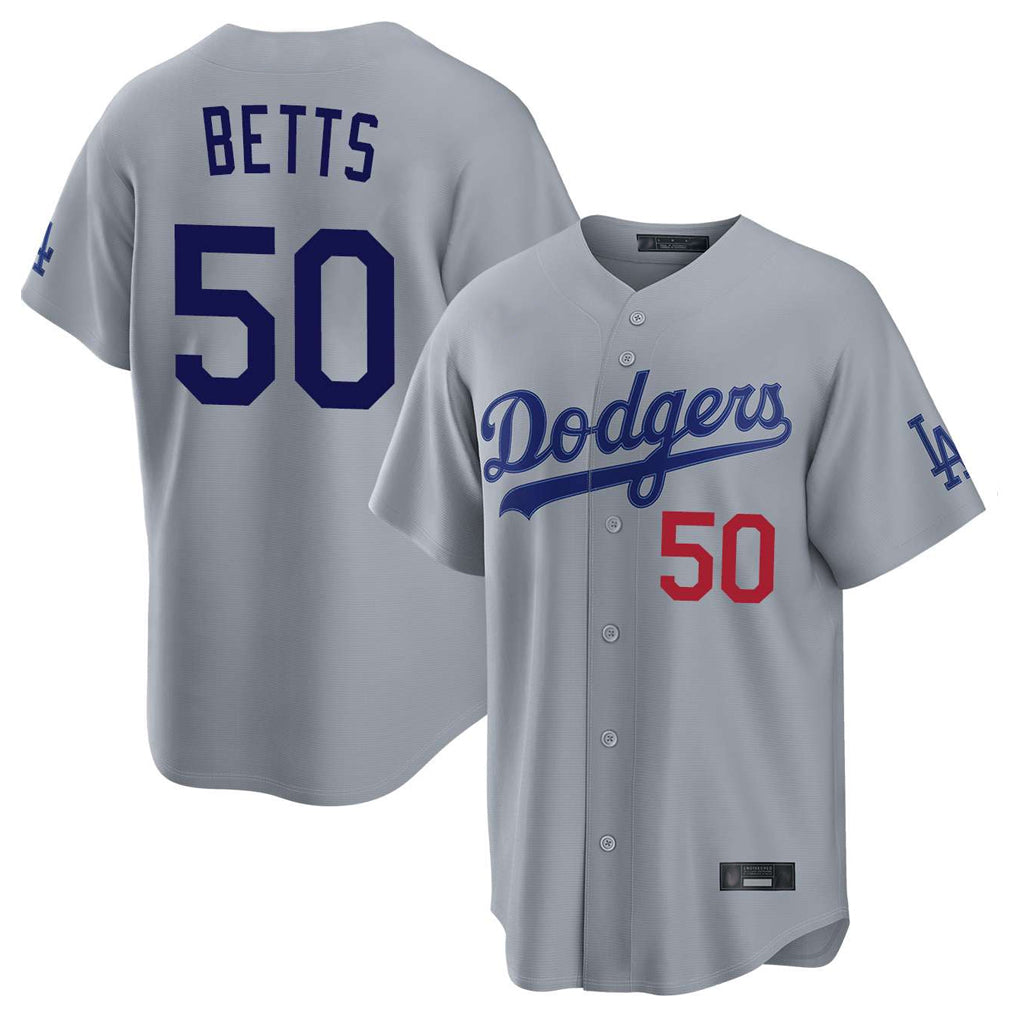 LA.Dodgers #50 Mookie Betts Player Gray Game Home Hdoa Stitched Jerseys