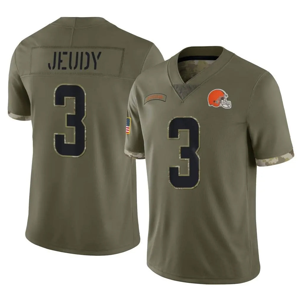 C.Browns #3 Jerry Jeudy Player Olive Salute to Service Limited Game Hdoa Stitched Jerseys
