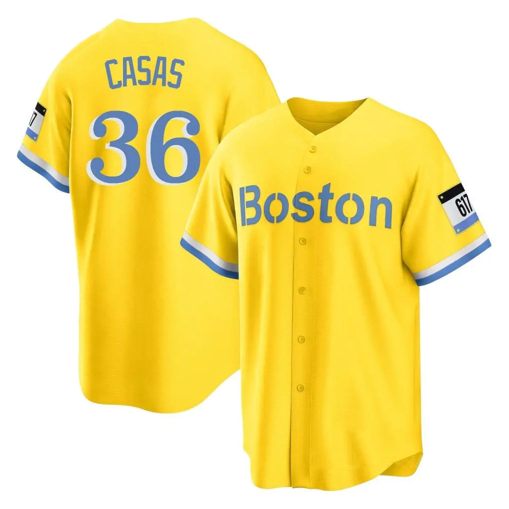 B.Red Sox #36 Triston Casas Player Yellow Home Game Hdoa Stitched Jerseys