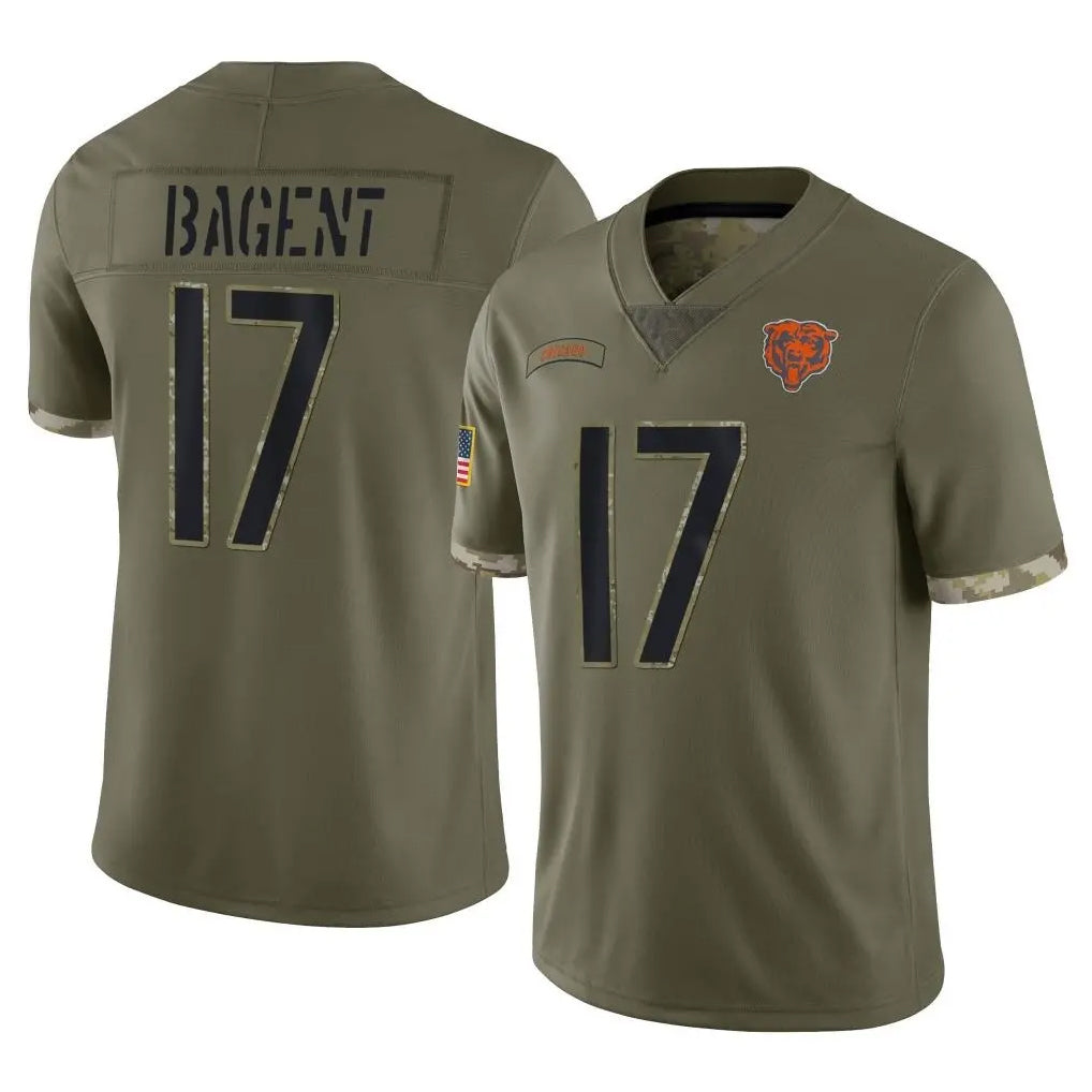 C.Bears #17 Tyson Bagent Player Olive Salute to Service Limited Game Hdoa Stitched Jerseys